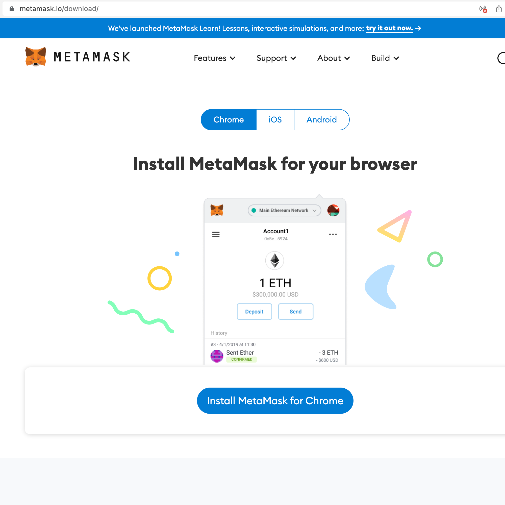 Fig. 2: Metamask download page